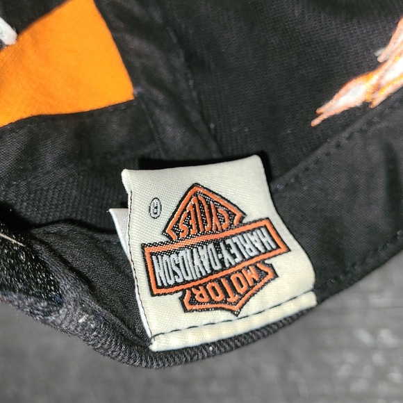 Used Orange/Black Y2K Harley Davidson Baseball Style Hat - Picture 4 of 6
